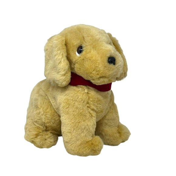 MAIN JOY LIMITED Puppy Dog Golden Retriever 9" Plush Red Collar - Picture 1 of 7